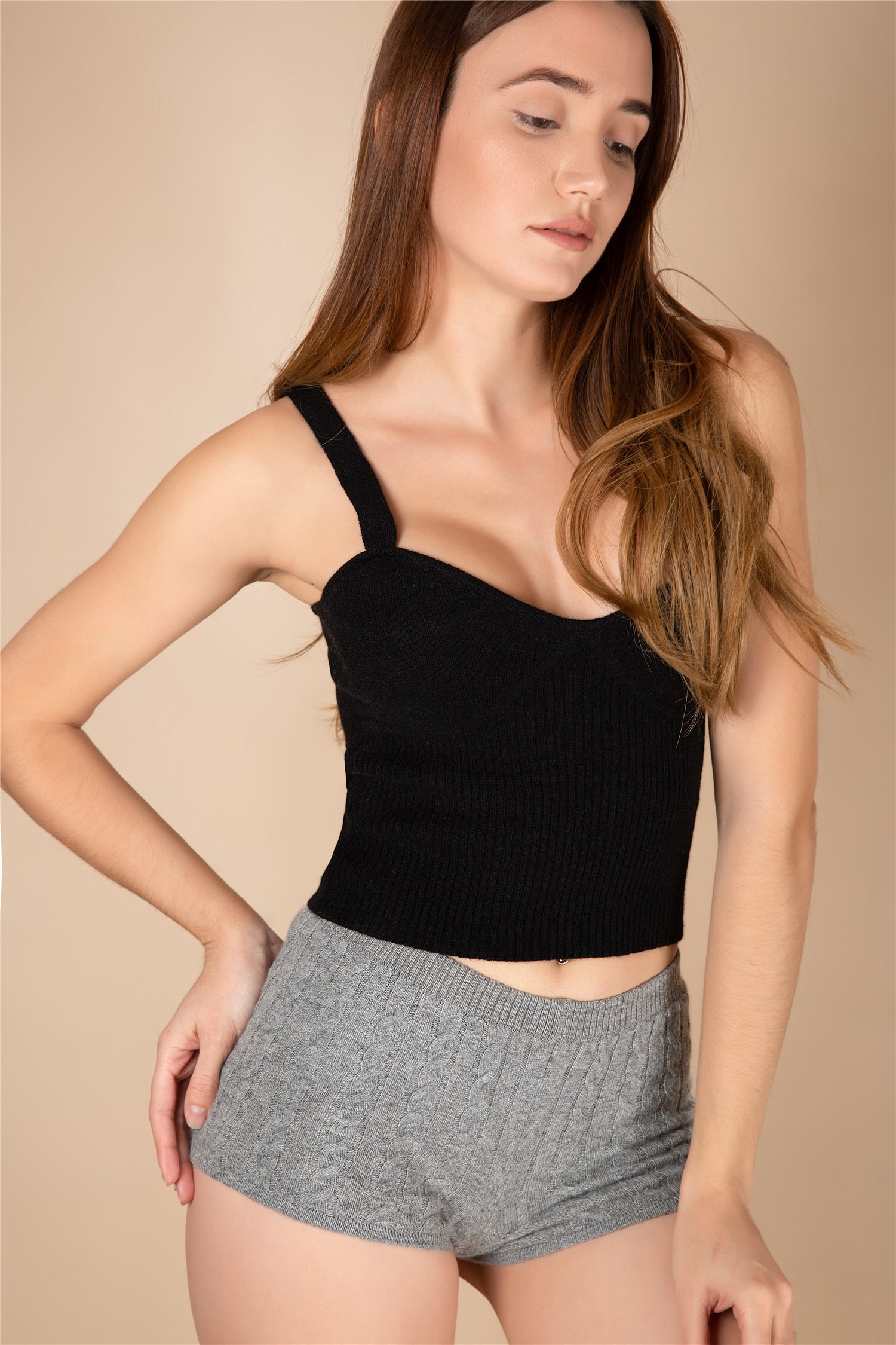 Cashmere Rib Knit Corset 12GG