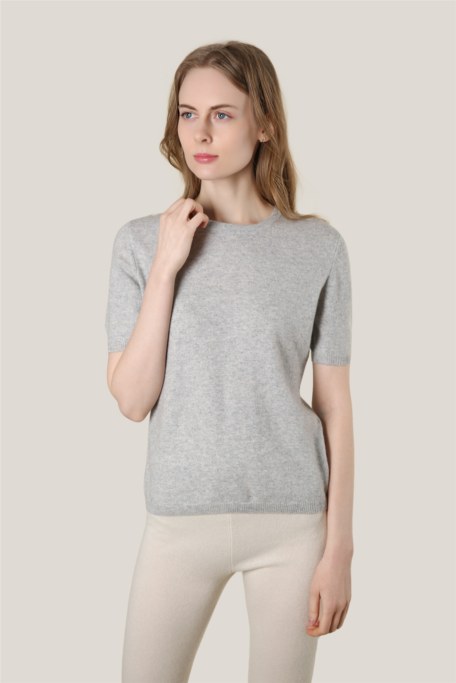 Ladies Crew Neck Short Sleeve Sweater 12GG