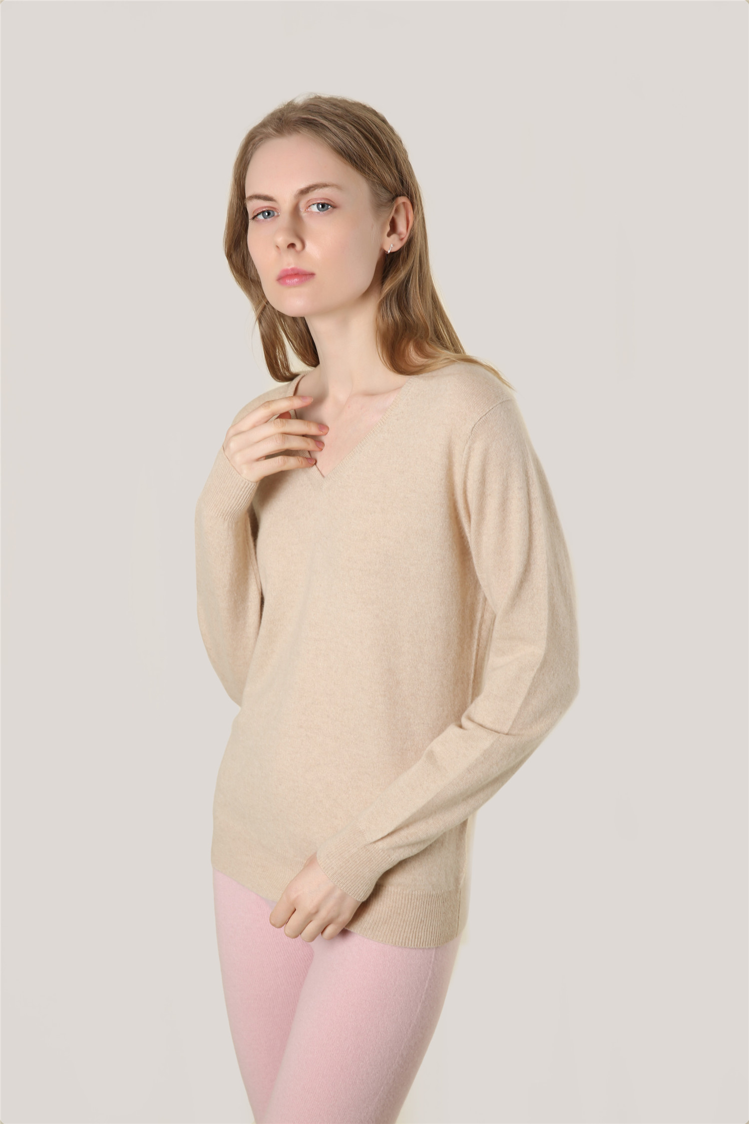 V Neck Tight Waist Pullover 12GG