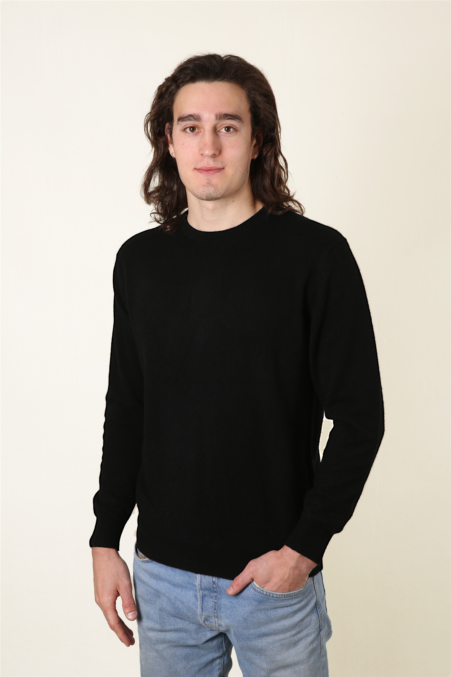 Men Cashmere Crew Neck Pullover 12GG
