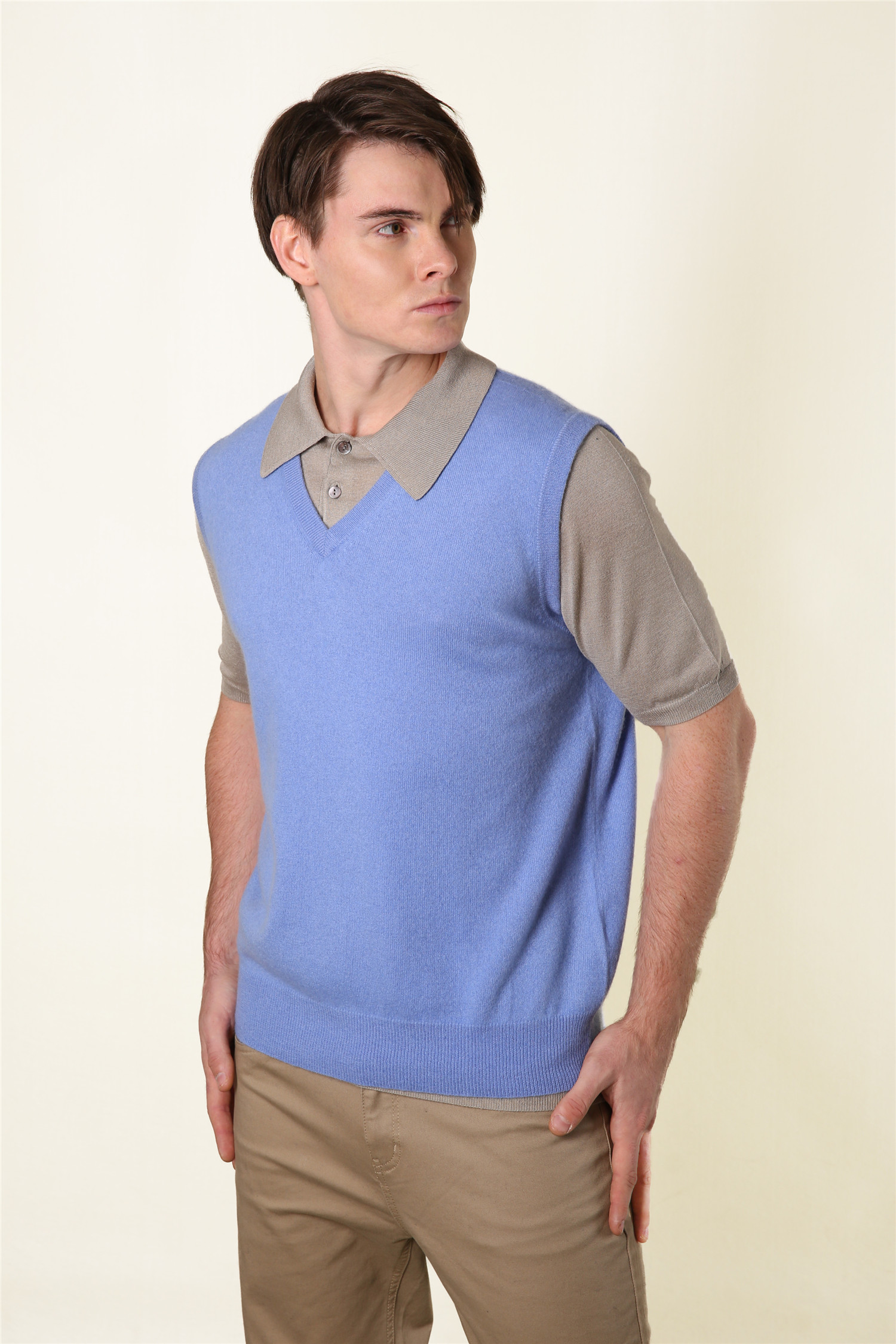 Men Cashmere Vest 12GG