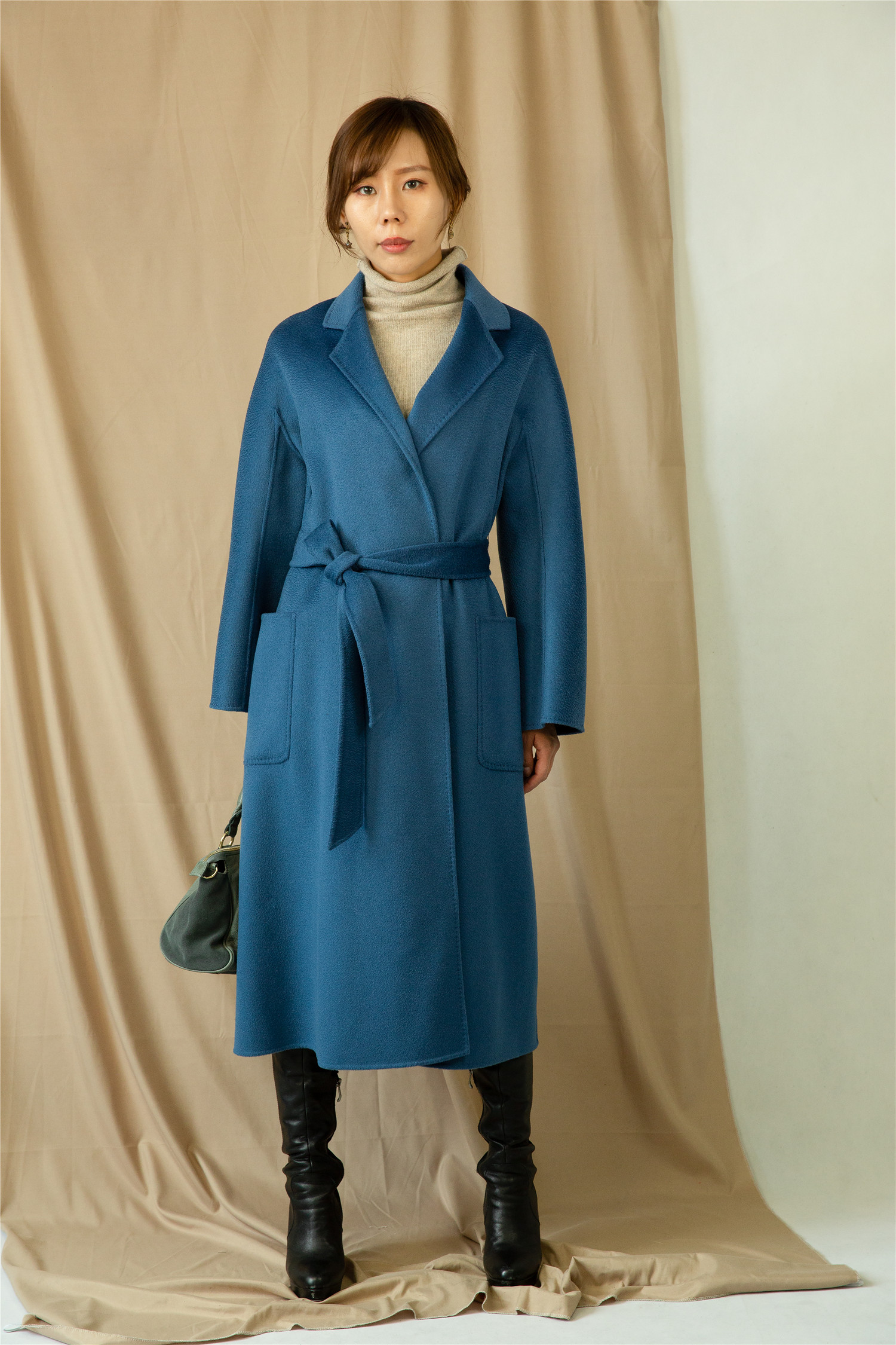 Wrap Coat with Belt and Pockets