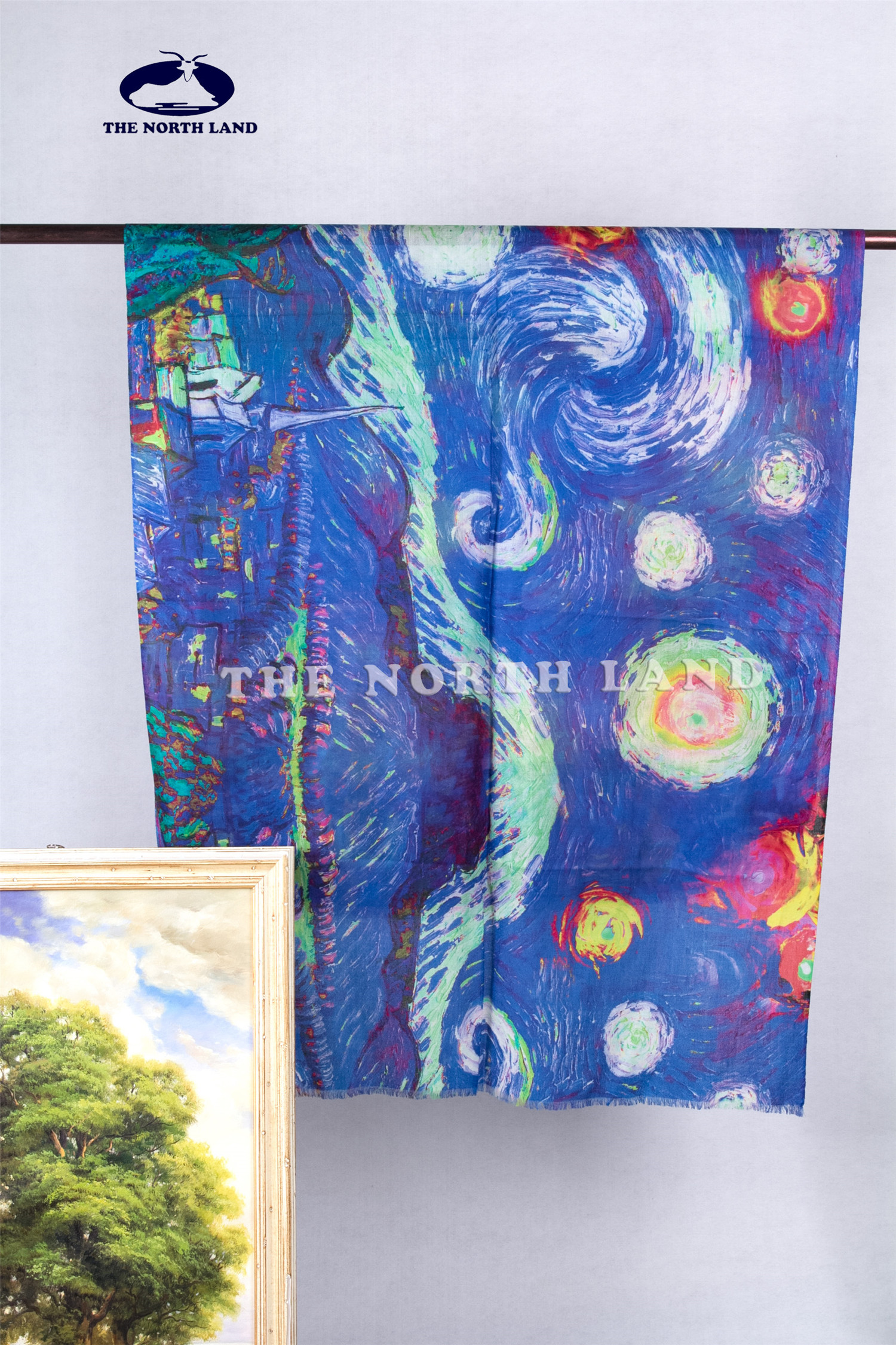 Merino Wool Worsted Digital Print Scarf - Starry Night