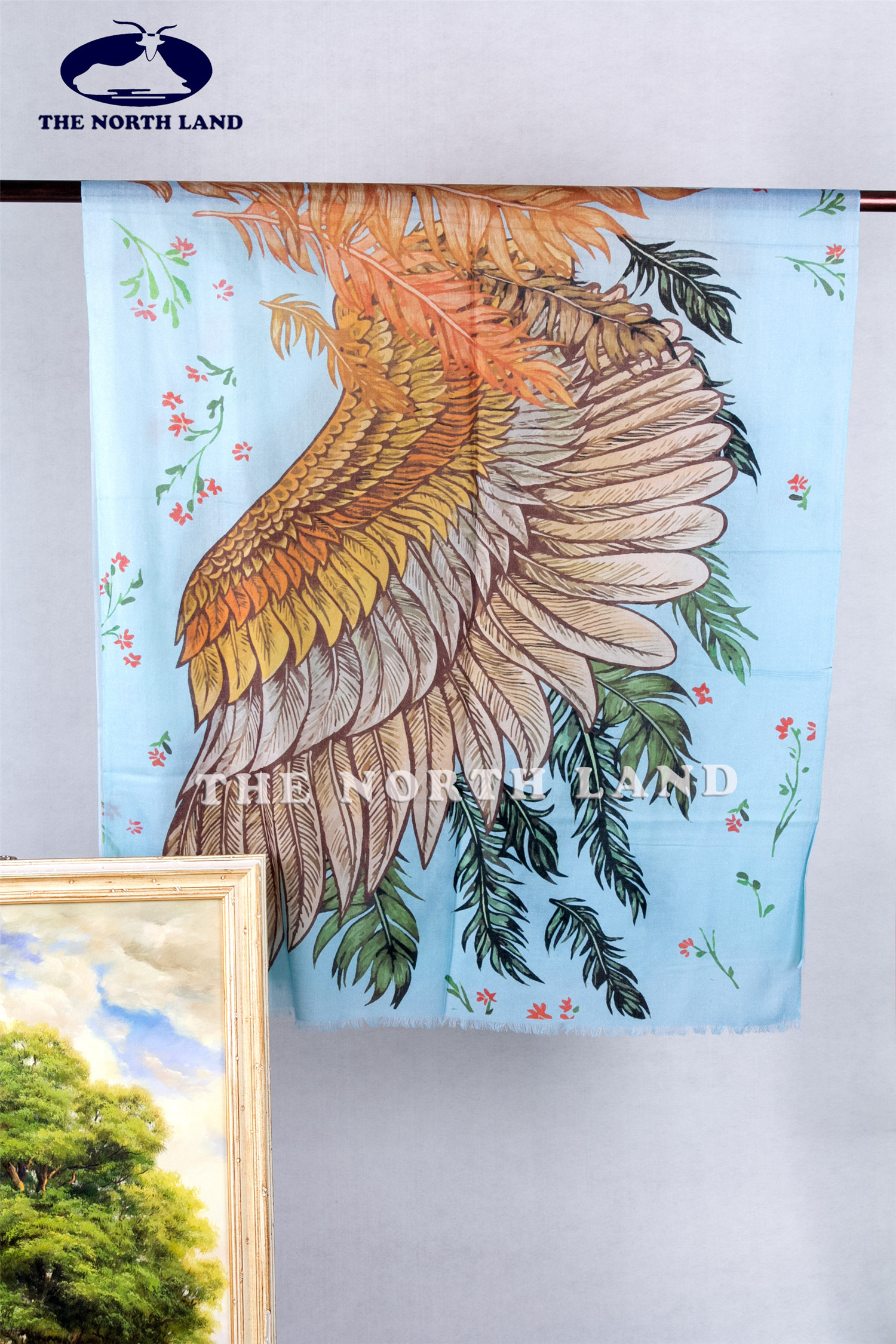 Merino Wool Worsted Digital Print Scarf - Wings