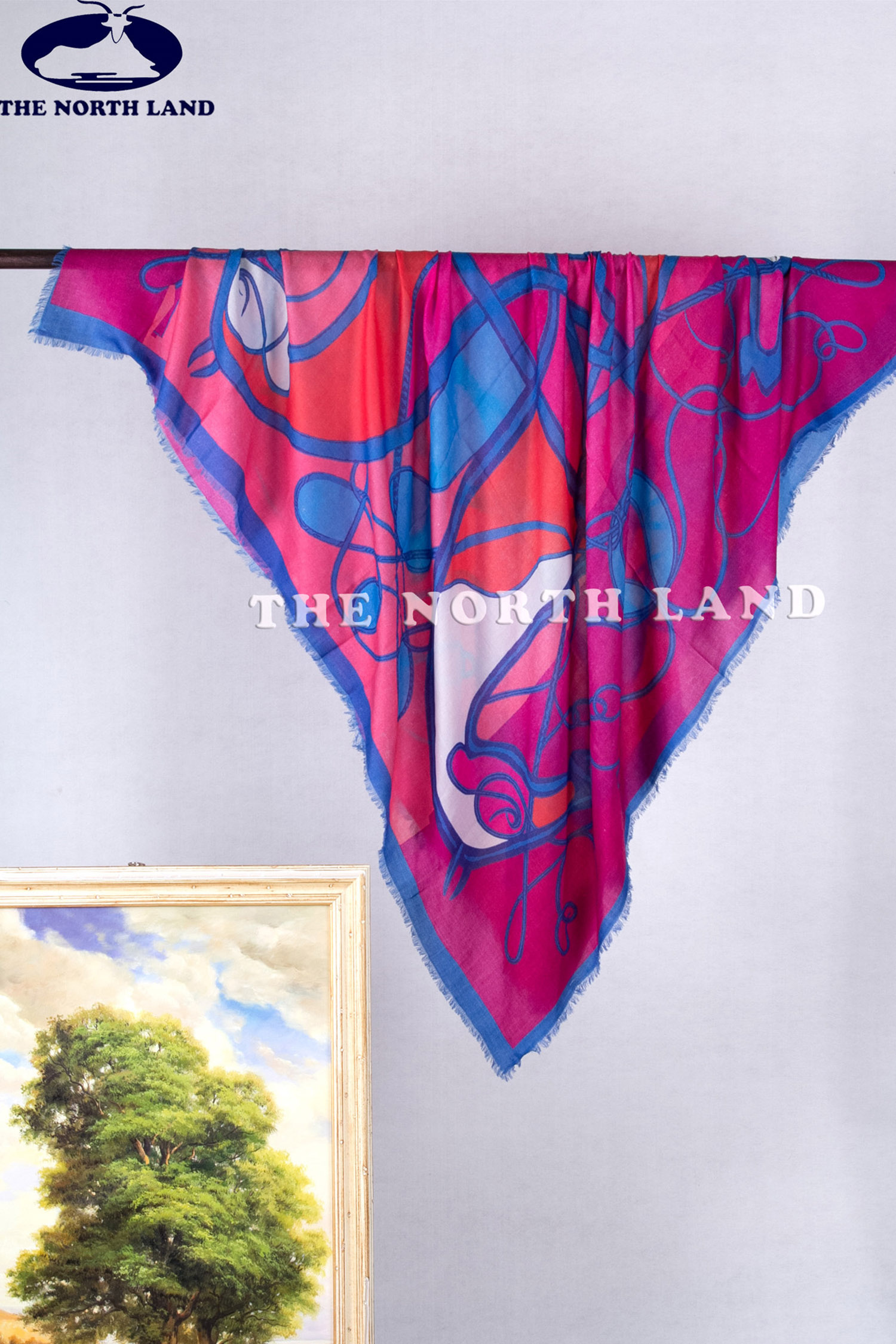 Merino Wool Worsted Digital Print Scarf - Seahorse