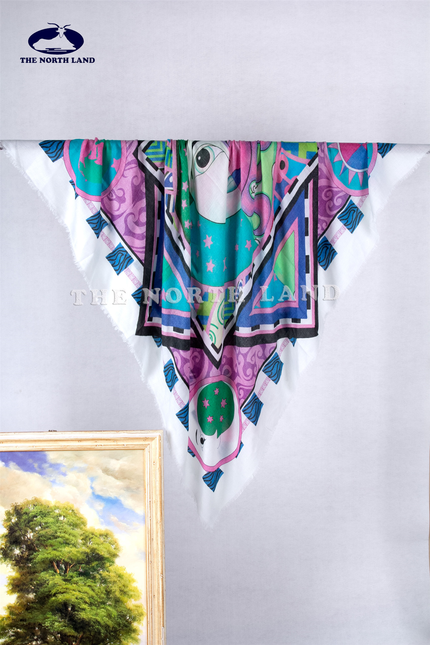 Merino Wool Worsted Digital Print Scarf - Sunflower