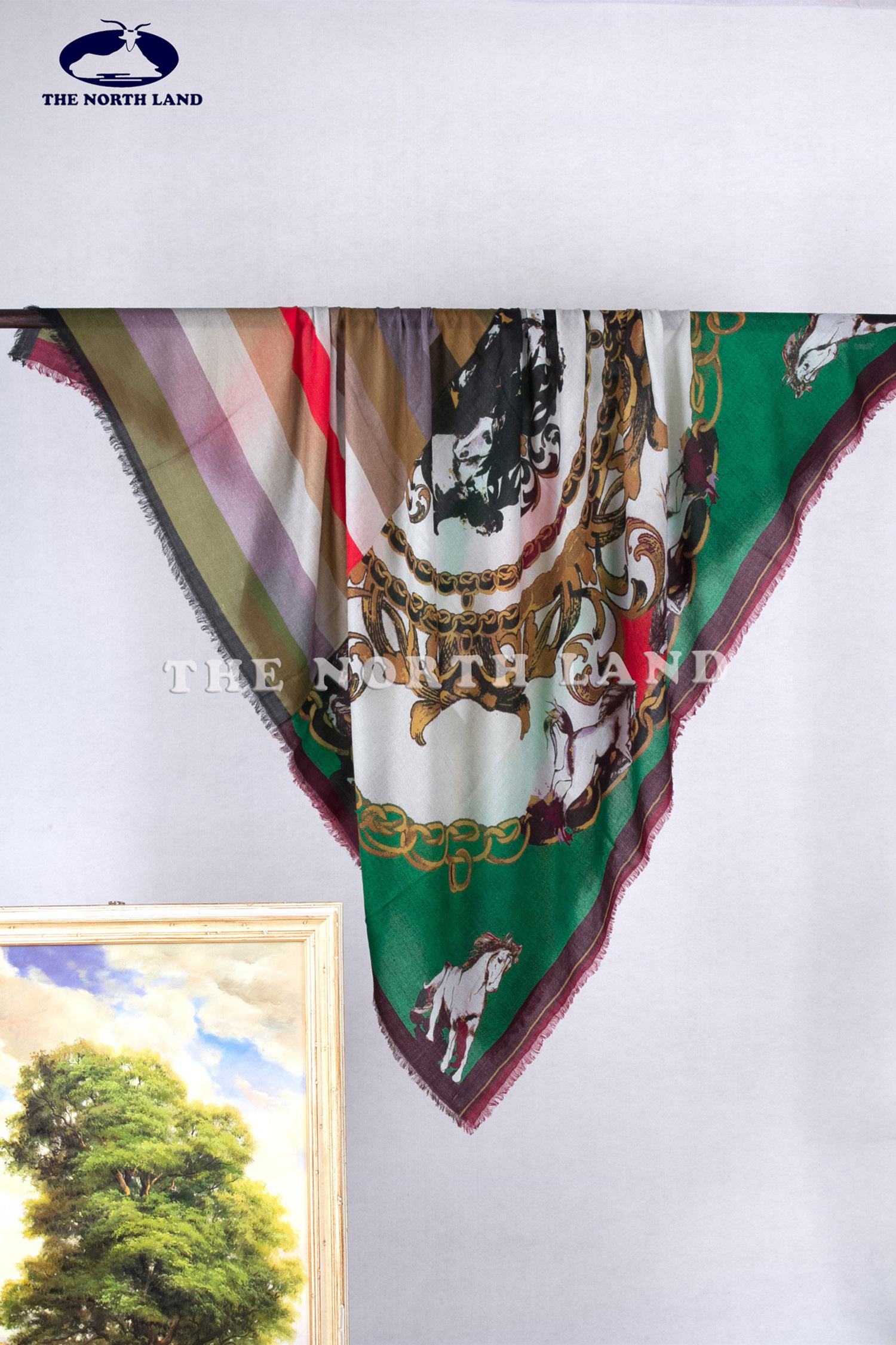 Merino Wool Worsted Digital Print Scarf - Horses