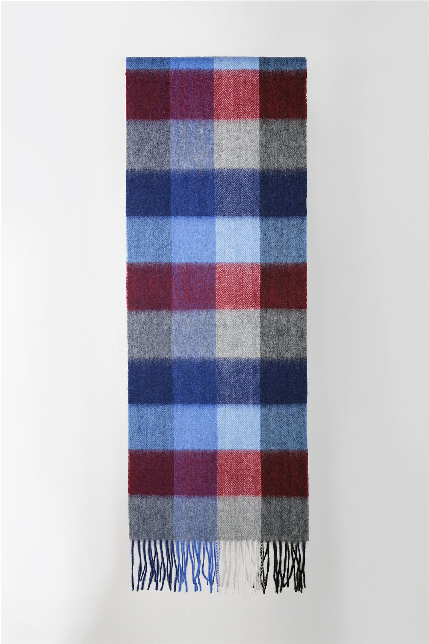 Herringbone Woven Medium Check Scarf 30x164cm