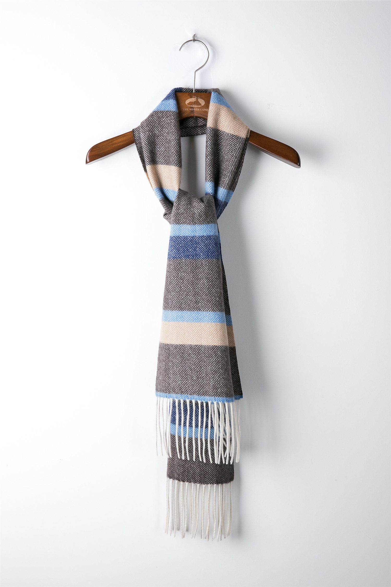 Herringbone Woven Block Stripe Scarf 30x164cm