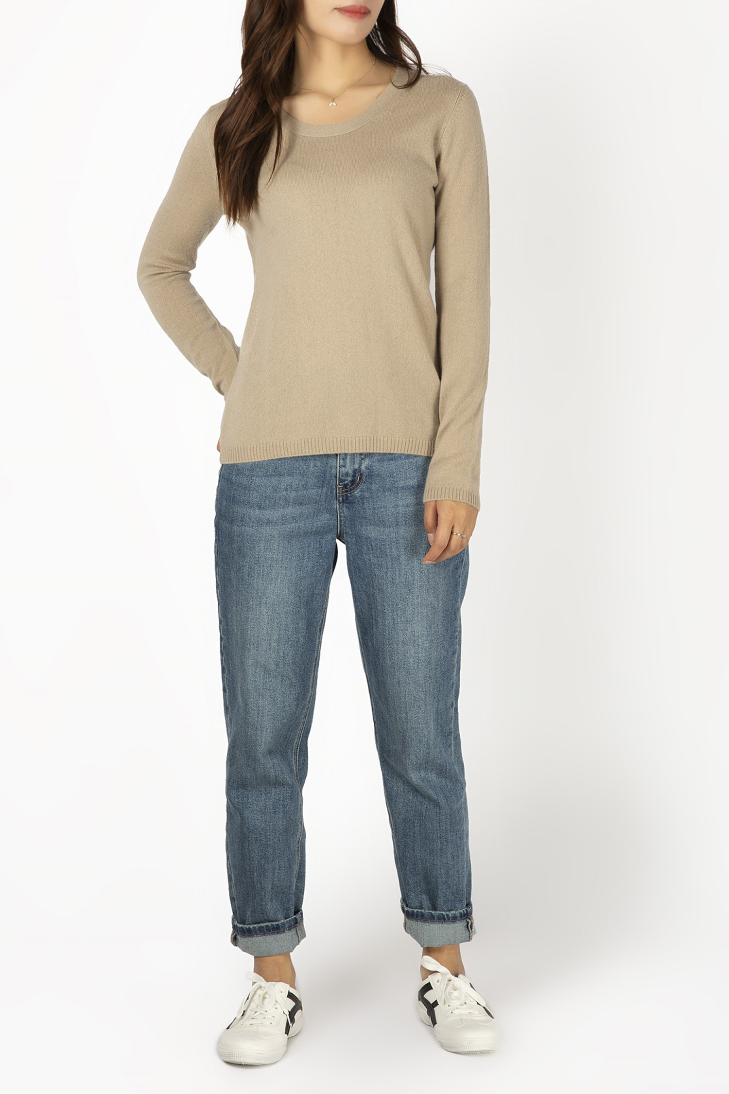 Crew Neck Plain Knit Basic Slim FIt Jumper 12GG